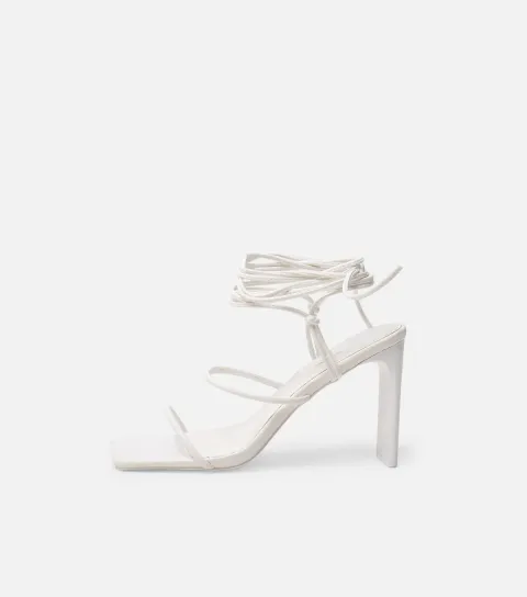 Women's White Chloe Faux Leather Strappy Square Toe Sandals