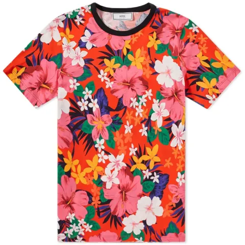 AMI Floral Print Ringer Tee