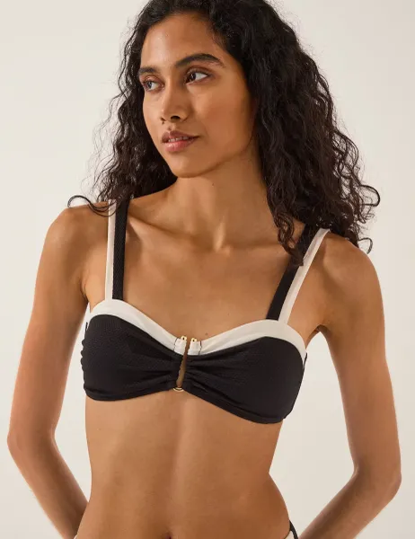 Monsoon Sabrina Colour Block Bikini Top Black