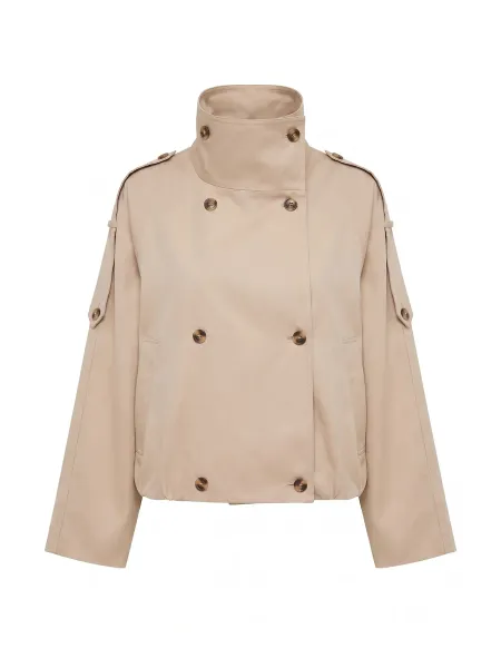 Forever New Cotton Billie Funnel Neck Short Trench Coat
