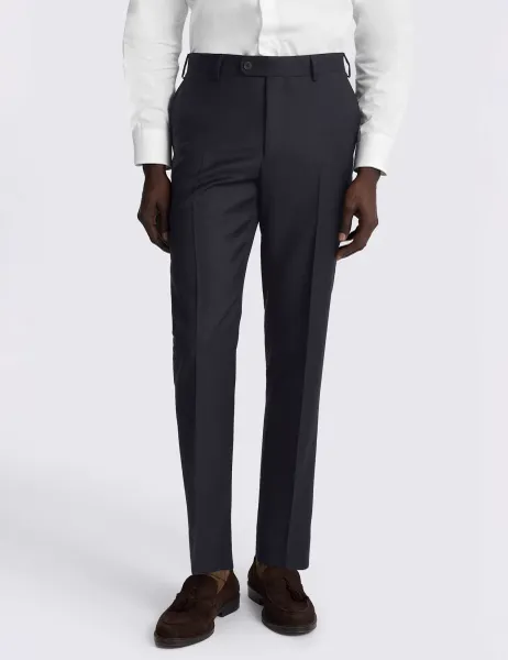 Moss Tailored Fit Pure Wool Twill Suit Trousers Navy