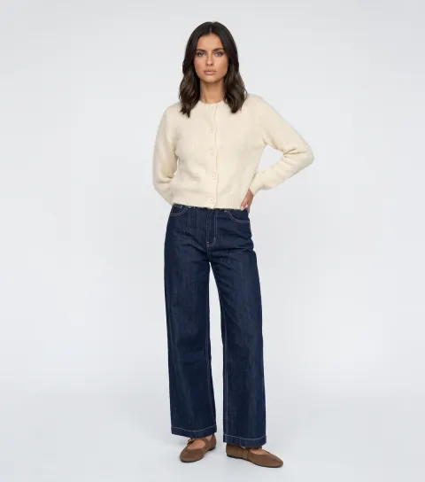 Urban Bliss Women's Cream Knitted Cropped Cardigan