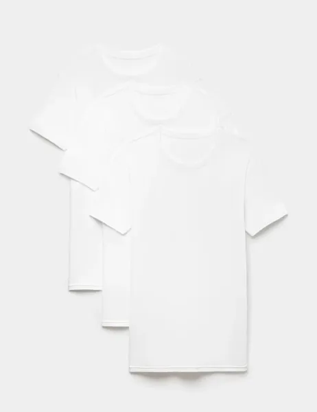 Marks & Spencer 3 Pack Pure Cotton T-Shirt Vests White