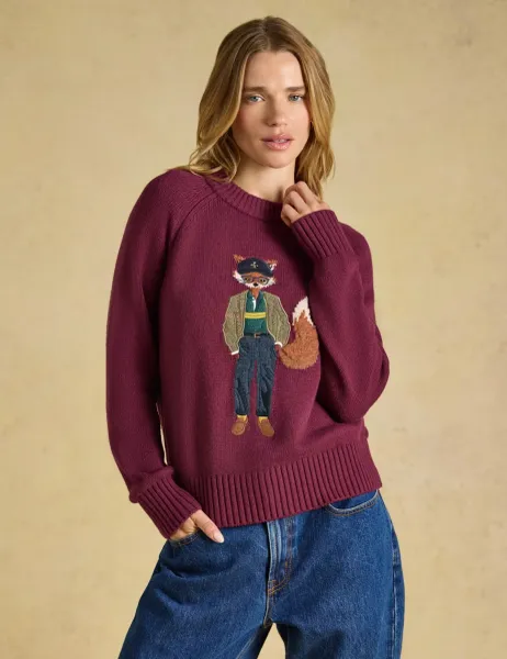 Joules Cotton Rich Embroidered Jumper with Wool