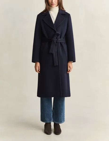 Gant Wool Blend Belted Coat Navy