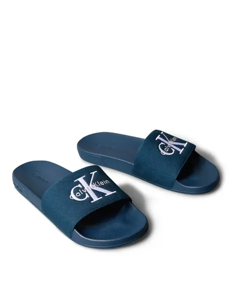 Calvin Klein Canvas Contoured Logo Sliders Navy