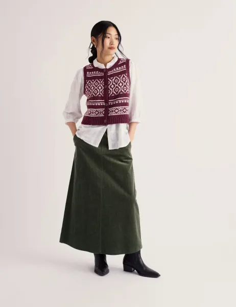 Seasalt Cornwall Merino Wool Rich Fair Isle Knitted Vest Purple Mix