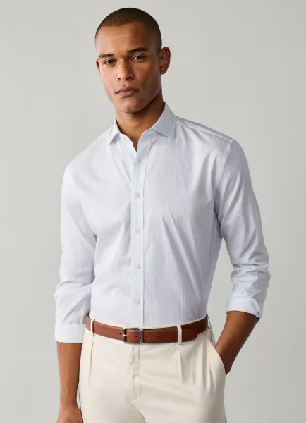 Tailored Fit Textured Fit Stripe Shirt