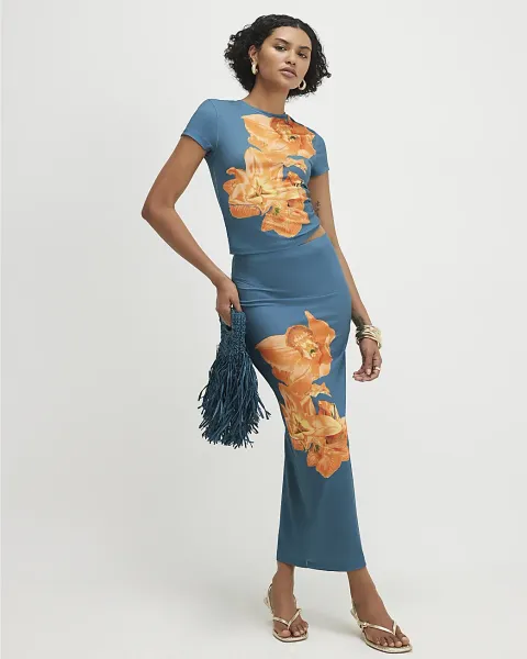 River Island Floral Maxi Skirt