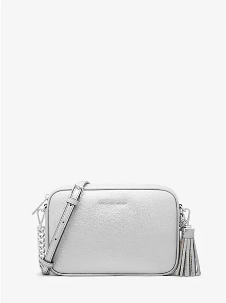 Jet Set Medium Metallic Pebbled Leather Camera Bag