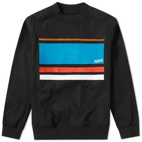 Leather Logo Woven Crew Sweat