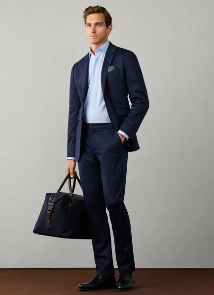 Hackett Relaxed Fit Wool Blend Check Jersey Trouser