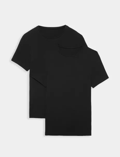 Marks & Spencer 2 Pack Heatgen Thermal Short Sleeve Tops Black