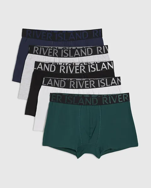 River Island Mixed Waistband Pack Of 5 Trunks