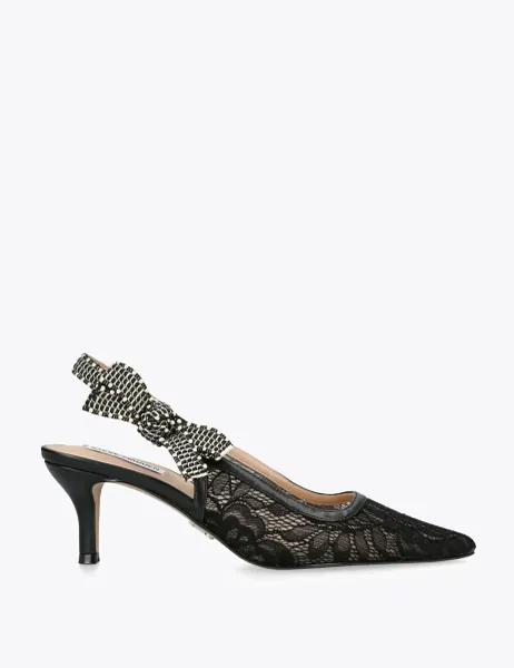 Steve Madden Ensemble Lace Slingback Pointed Toe Heels Black