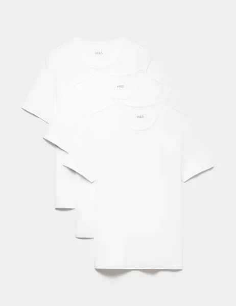 Marks & Spencer 3 Pack Essential Cotton T-Shirt Vests White