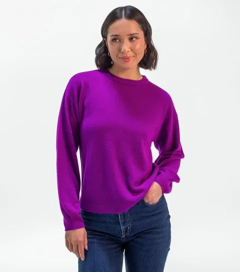 Sunshine Soul Women's Dark Purple Crew Neck Jumper