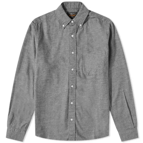 Button Down Solid Flannel Shirt