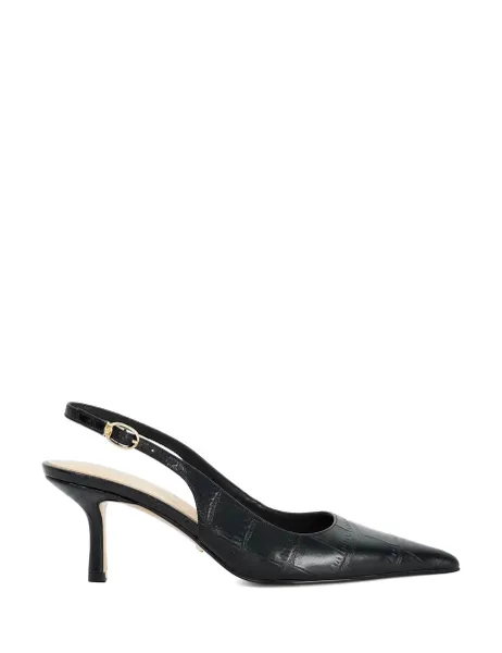 Dune London Leather Kitten Heel Court Shoes Black
