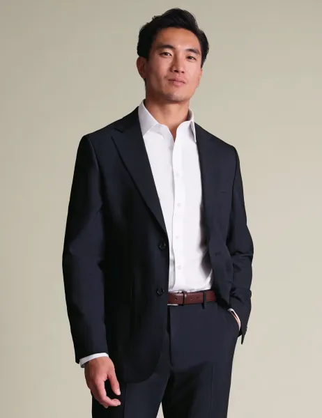 Charles Tyrwhitt Slim Fit Wool Rich Pinstripe Suit Jacket Navy Mix