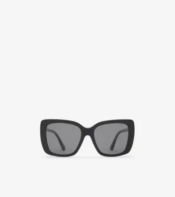 Tubular Check Square Polarised Sunglasses in Black