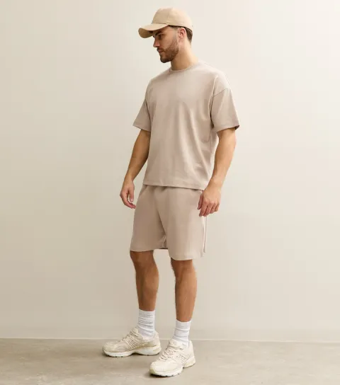 Men's Light Brown Regular Panelled Jersey Shorts