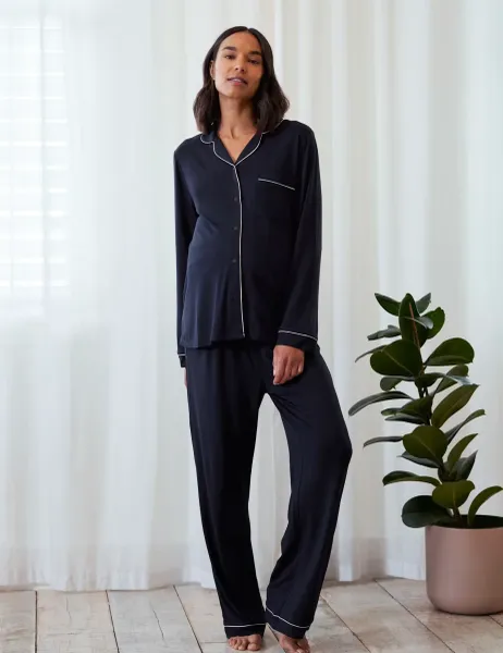 Chelsea Peers Modal Rich Maternity Pyjama Set Navy