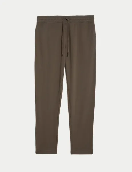 Marks & Spencer Cotton Rich Straight Leg Joggers Medium Brown