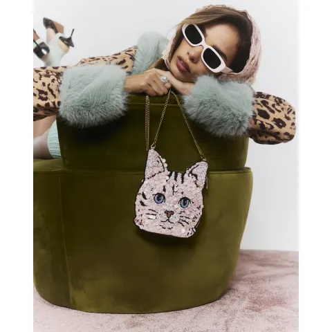 River Island Beaded Cat Crossbody Bag