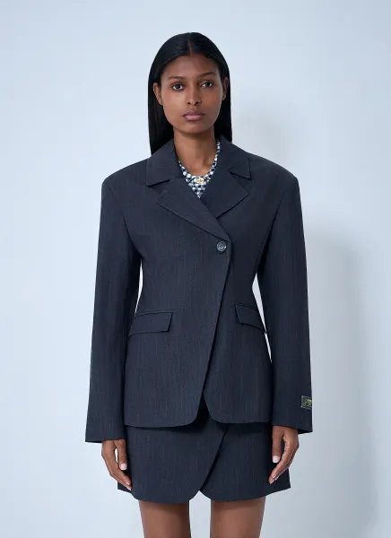 Stretch Stripe Single-Breasted Blazer