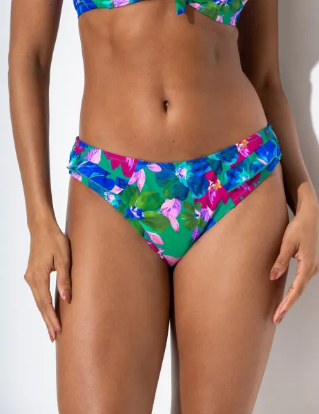 Pour Moi Free Spirit Twist Front Ruched Tummy Control Swimsuit Green Mix