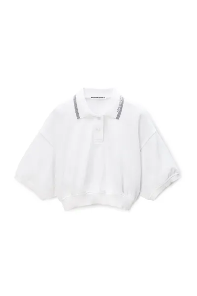 Cropped Cinched Cotton Polo