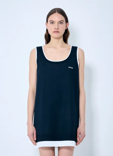 Knit And Poplin Mini Dress