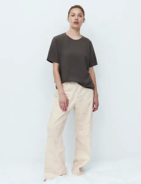 Marks & Spencer Cotton Rich Printed Pyjama Set Charcoal