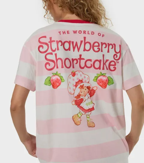 Women's Pink Cotton Strawberry Shortcake T-Shirt