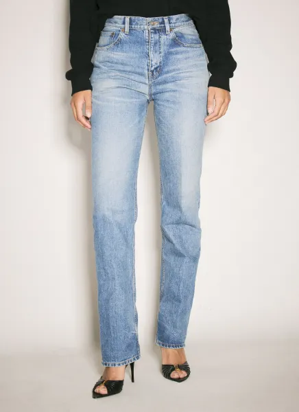 Mid-Rise Straight Jeans