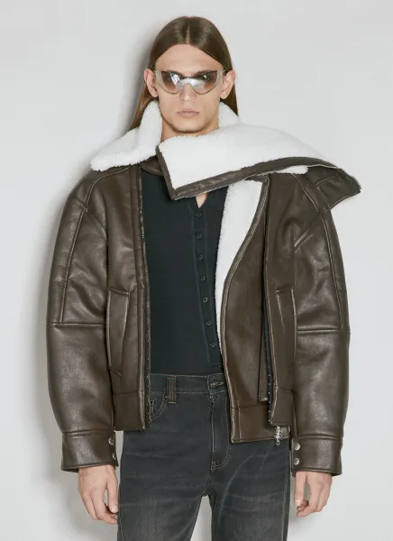 Hook And Eye Synthetic Leather Jacket