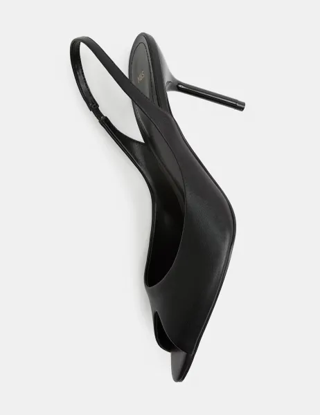 Marks & Spencer Stiletto Heel Peep Toe Slingback Sandals Black