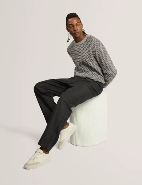 Ted Baker Straight Leg Wool Blend Trousers Navy