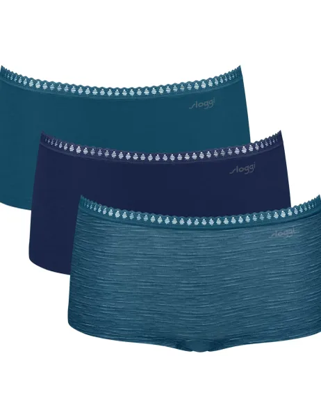 Sloggi 3 Pack GO Crush Cotton Rich Shorts Turquoise