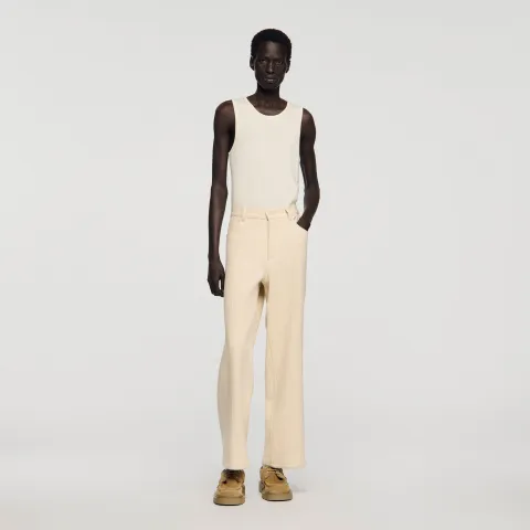 Wide-leg cotton trousers