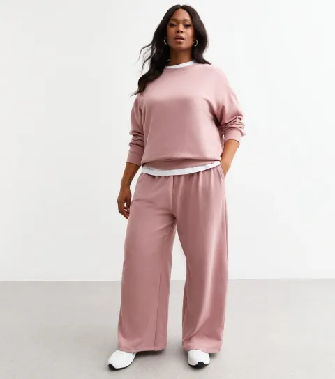 Women's Plus Size Pink Wide Leg Joggers Curves
