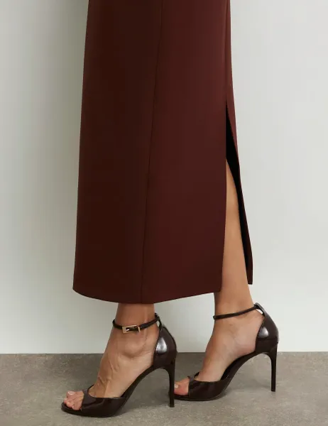 River Island Patent Closed Back Open Toe Stiletto Heels Dark Brown