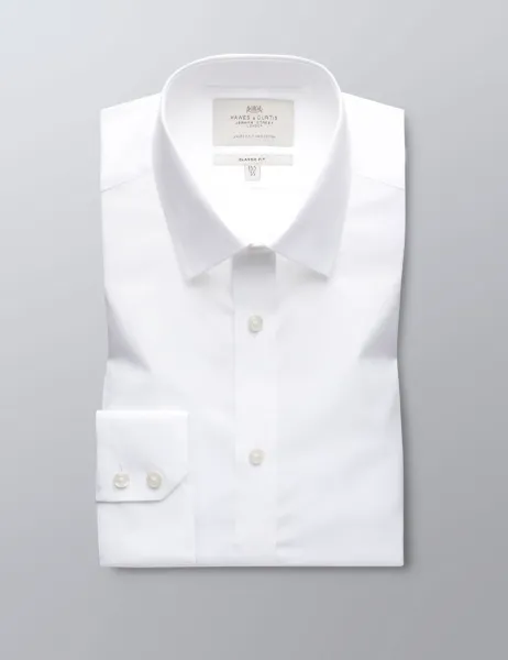 Hawes & Curtis Classic Fit Easy Iron Pure Cotton Shirt White