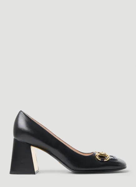 Horsebit Mid-Heel Pumps