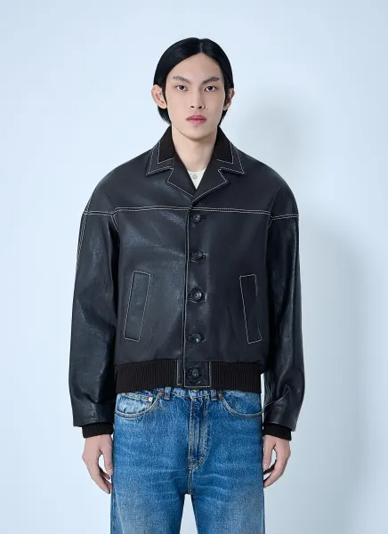 Leather Button-Up Jacket