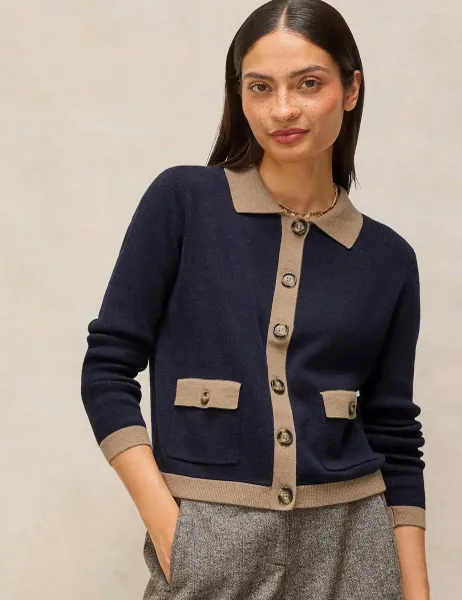 White Stuff Pure Cotton Cardigan Navy Mix