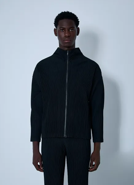 Pleated Zip-Up Jacket