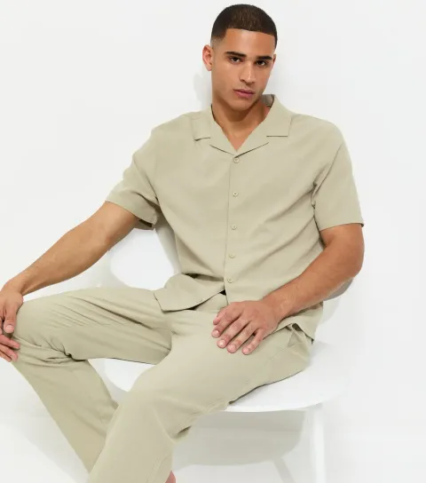 Men's Mint Green Regular Short Sleeve Boxy Fit Shirt