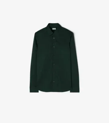 Slim Fit Cotton Shirt in Deep forest green